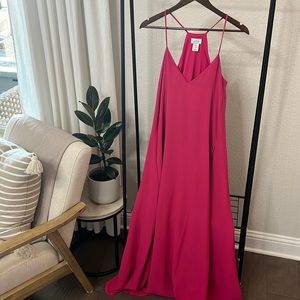 Fuchsia Racerback Tank Maxi Dress - with Pockets
